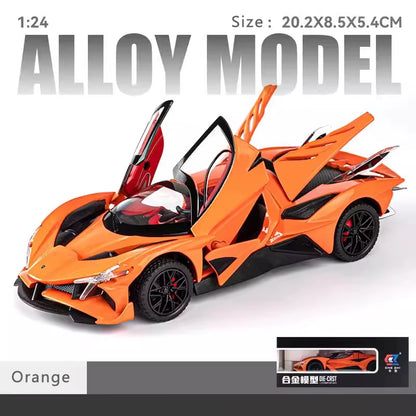 New 1:24 Apollo Evo Alloy Car Model Simulation Sound and Light Pull Back Toy Car Metal Sports Car Boys Collection Ornaments Gift