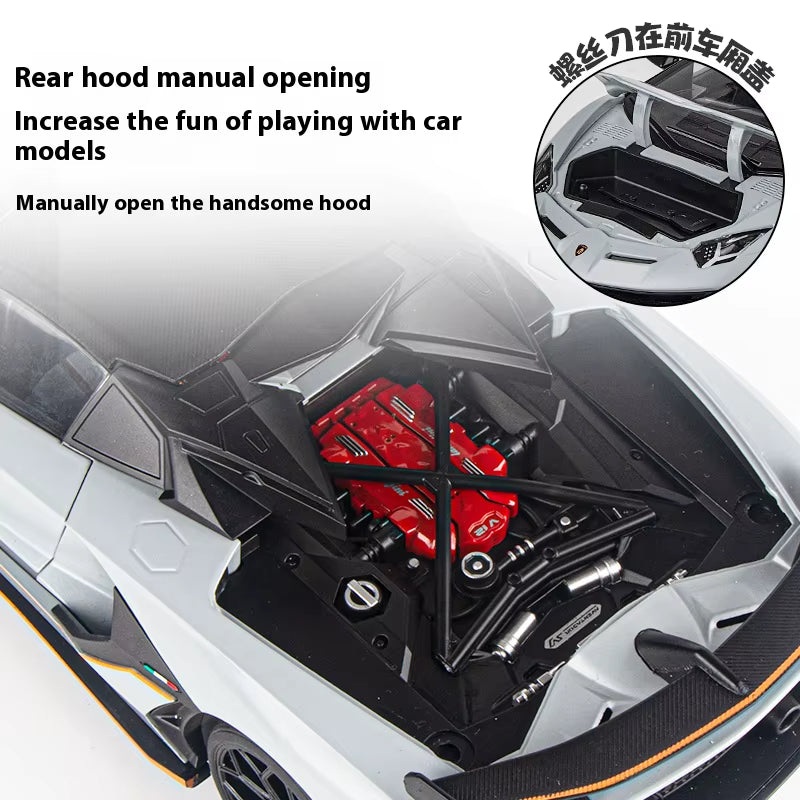 1:18 Scale SVJ63 Alloy Car Toy Model with Sound & Light Effects - Realistic Detail for Kids' Playtime & Collectors' Delight