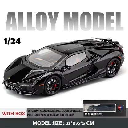 Simualtion 1:24 Lamborghini Revuelto Super Car Model with Sound Light Children Boy Diecast Toy Vehicle Collection Miniature