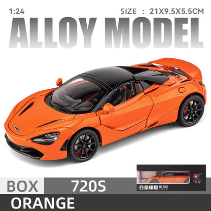 Mclaren 720S 1:24 Super Sportcar Sound & Light Miniatures Alloy Diecast Model Car Presents for Boyfriend Toys for Kid Gift Metal