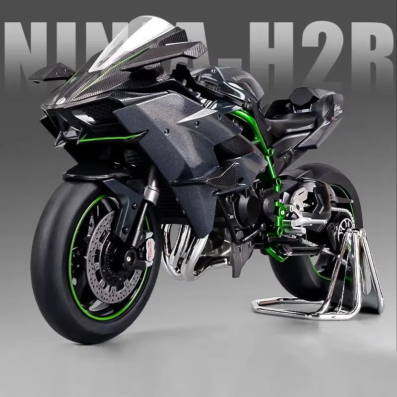 1:9 Kawasaki H2R Ninja V4S S1000RR Alloy Die Cast Motorcycle Model Toy Vehicle Carrying Lights off Road Autocycle Toys Car