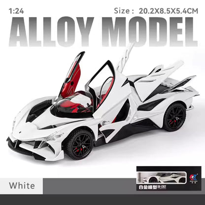 New 1:24 Apollo Evo Alloy Car Model Simulation Sound and Light Pull Back Toy Car Metal Sports Car Boys Collection Ornaments Gift