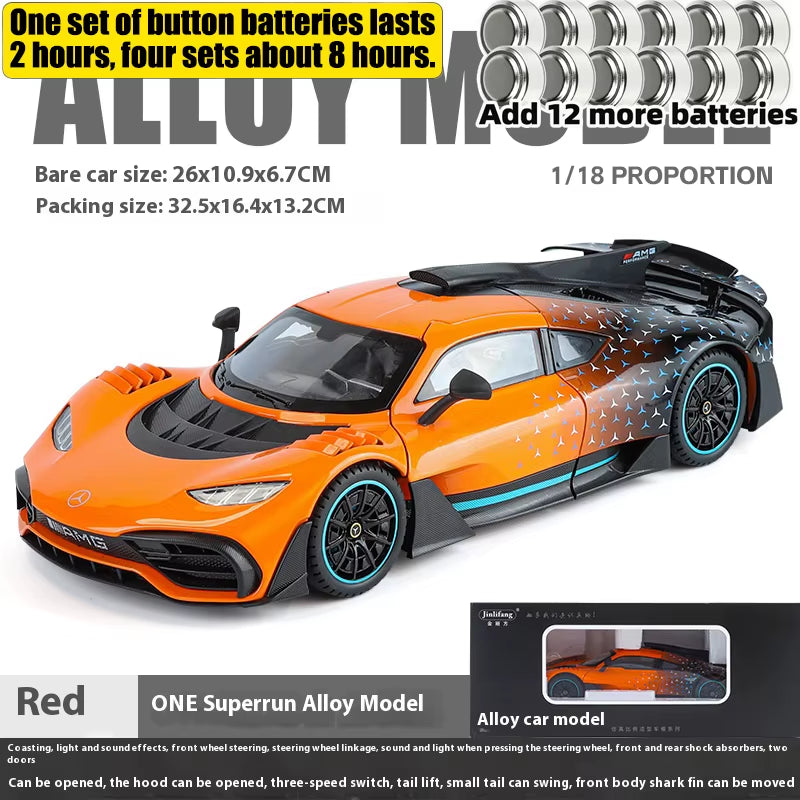 1:18 Mercedes Benz AMG ONE Super Sports Vehicle Alloy Dieacst Model Car Sound & Light Classic Hobby Collectibles Birthday Gifts