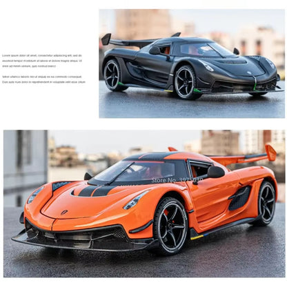 1:24 Scale Jesko Sports Cars Models Toys Alloy Diecast Wheel Pull Back Supercar 4 Doors Opened Vehicles for Boys Birthday Gifts