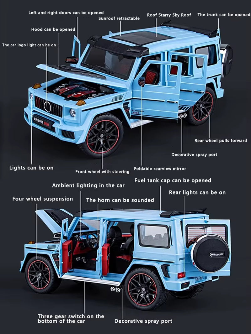 New 1:18 Benz G800 Alloy Car Model Simulation Sound and Light Pull Back Toy Car Off-Road Suv Toy Boy Collection Decoration Gift