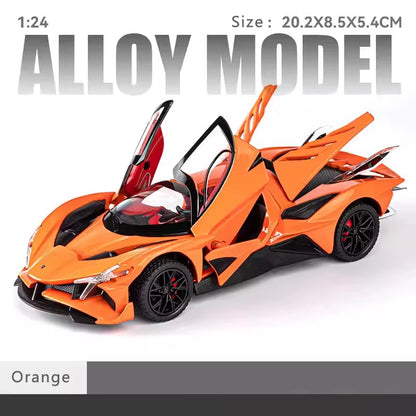 New 1:24 Apollo Evo Alloy Car Model Simulation Sound and Light Pull Back Toy Car Metal Sports Car Boys Collection Ornaments Gift