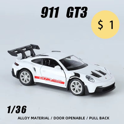 1:36 Porsche 911 GT3 RS Metal Sports Vehicles Supercar Fast Furious One Piece Car Toy Boy Diecast Auto Model Gift Hot Wheel Pull