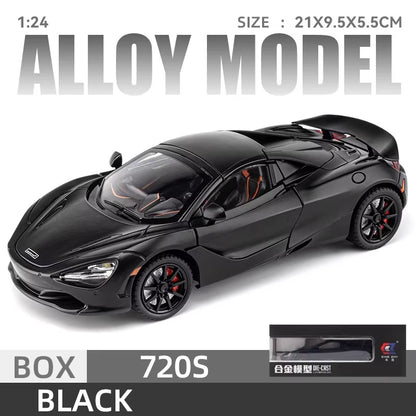 Mclaren 720S 1:24 Super Sportcar Sound & Light Miniatures Alloy Diecast Model Car Presents for Boyfriend Toys for Kid Gift Metal